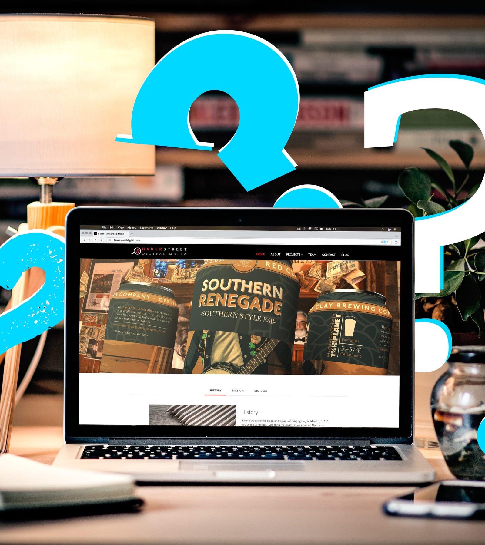 Laptop with question marks